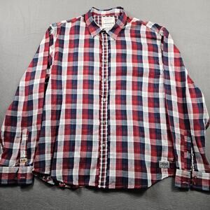 Girbaud Shirt Marithe Fancois Plaid Button Up Blue Red White Mens 2XL Check
